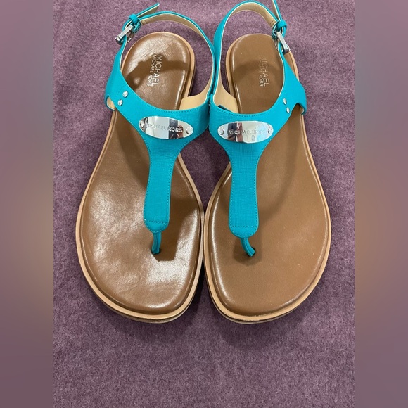 MICHAEL Michael Kors Tile Blue MK
Plate Slingback Thong Sandals Women's 9 - Picture 1 of 3